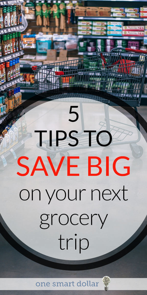 Do you want to save some extra money on your next grocery shopping trip? Make sure you take advantage of these five tips. #groceryshopping #groceryshoppingonabudget #groceryshoppingtips #groceryshoppingfortwo